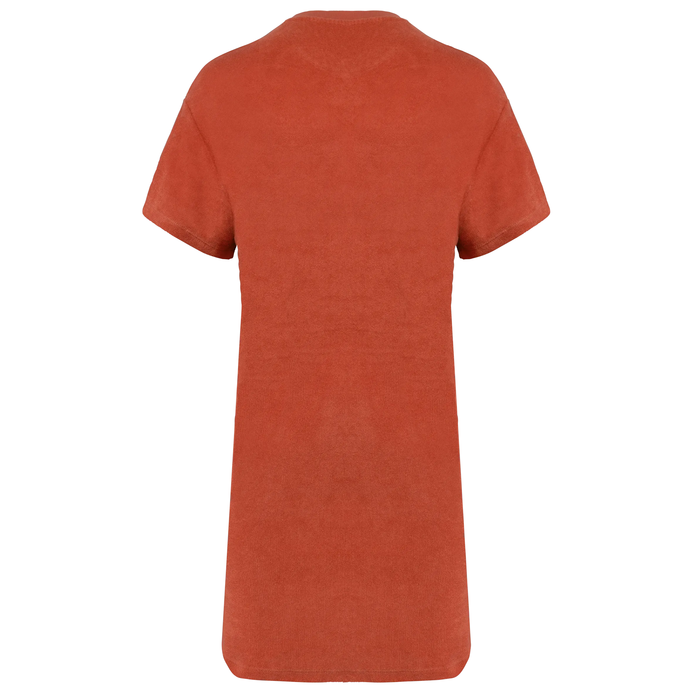Vestido tipo camiseta ecorresponsable de rizo y hombros caídos mujer