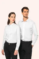 Camisa sarga manga larga hombre
