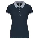 Polo piqué bicolor mujer