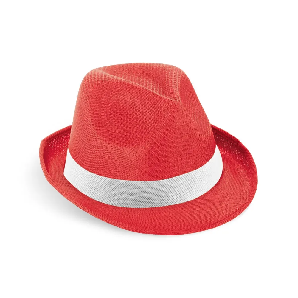 MANOLO POLI. Gorro en PP con cinta de poliéster blanca