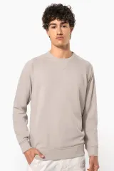 Sudadera algodón orgánico con cuello redondo y mangas raglán de hombre