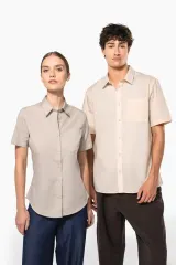 Camisa popelina de polialgodón manga corta de fácil cuidado mujer