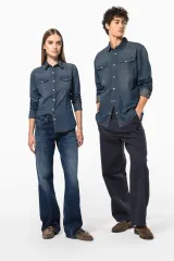 Camisa denim manga larga hombre