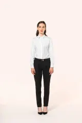 Camisa sarga manga larga mujer