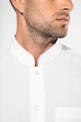 Camisa cuello mao manga larga hombre