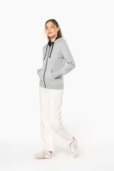 Sudadera capucha y cremallera contrastada mujer