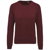 Sudadera algodón orgánico con cuello redondo y mangas raglan de mujer