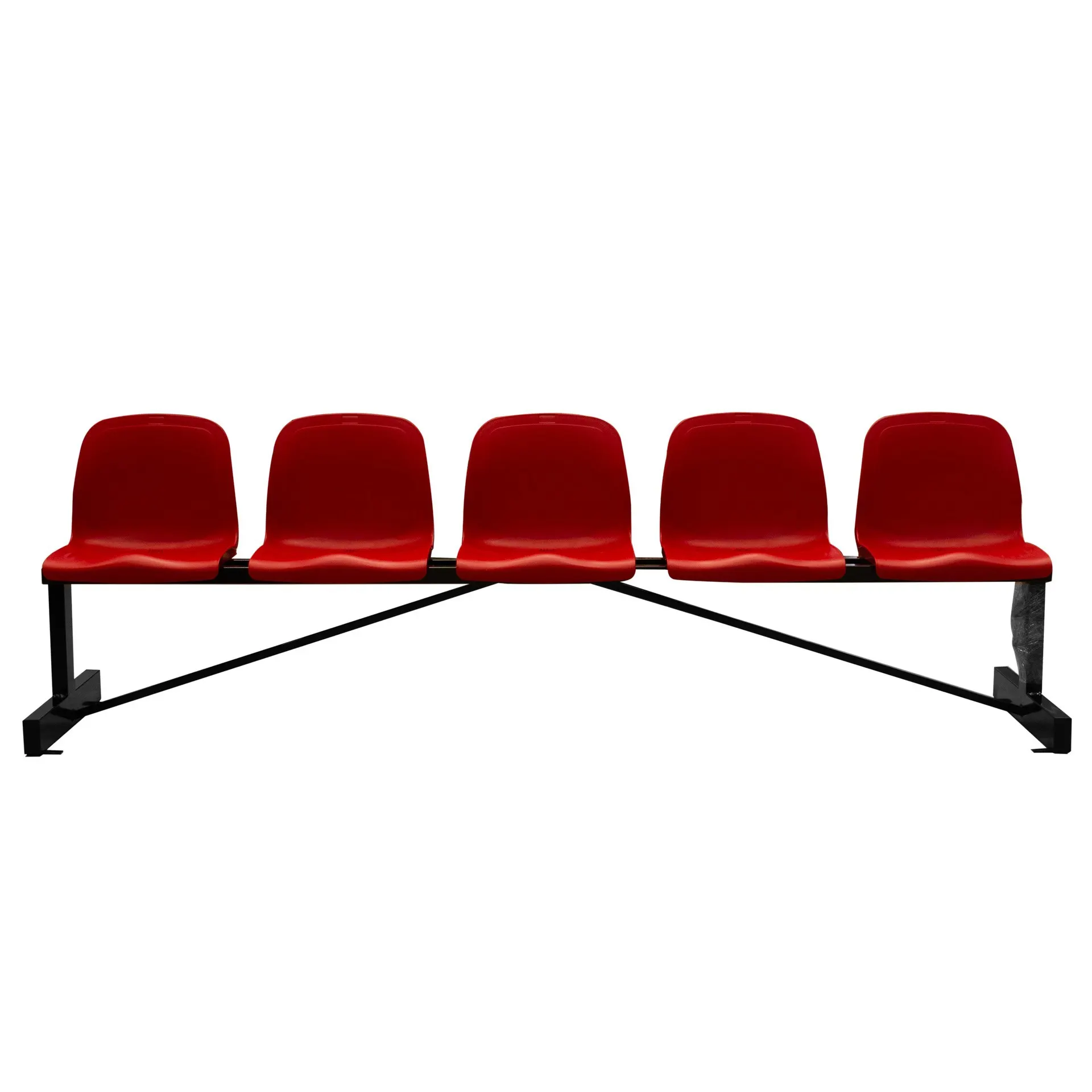 BANCO METÁLICO NEW CON ASIENTO ROJO PVC -5 PLAZAS-RESPALTO ALTO