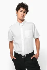 Camisa micro sarga no-plancha manga corta hombre