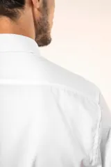 Camisa sarga manga larga hombre