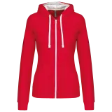 Sudadera capucha y cremallera contrastada mujer