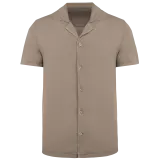 Camisa ecorresponsable efecto lavado de punto jersey manga corta con cuello bowling hombre