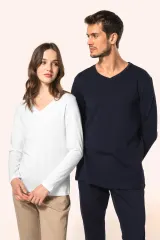 Camiseta Supima® cuello de pico manga larga mujer
