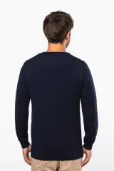 Jersey lana merina cuello de pico hombre