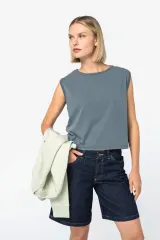 Camiseta crop ecorresponsable sin mangas mujer