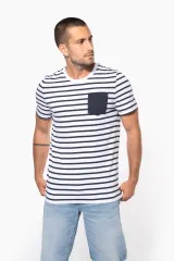 Camiseta Marinera a rayas con bolsillo manga corta
