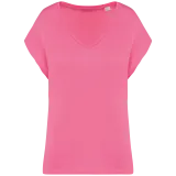 Camiseta ecorresponsable holgada con cuello de pico mujer