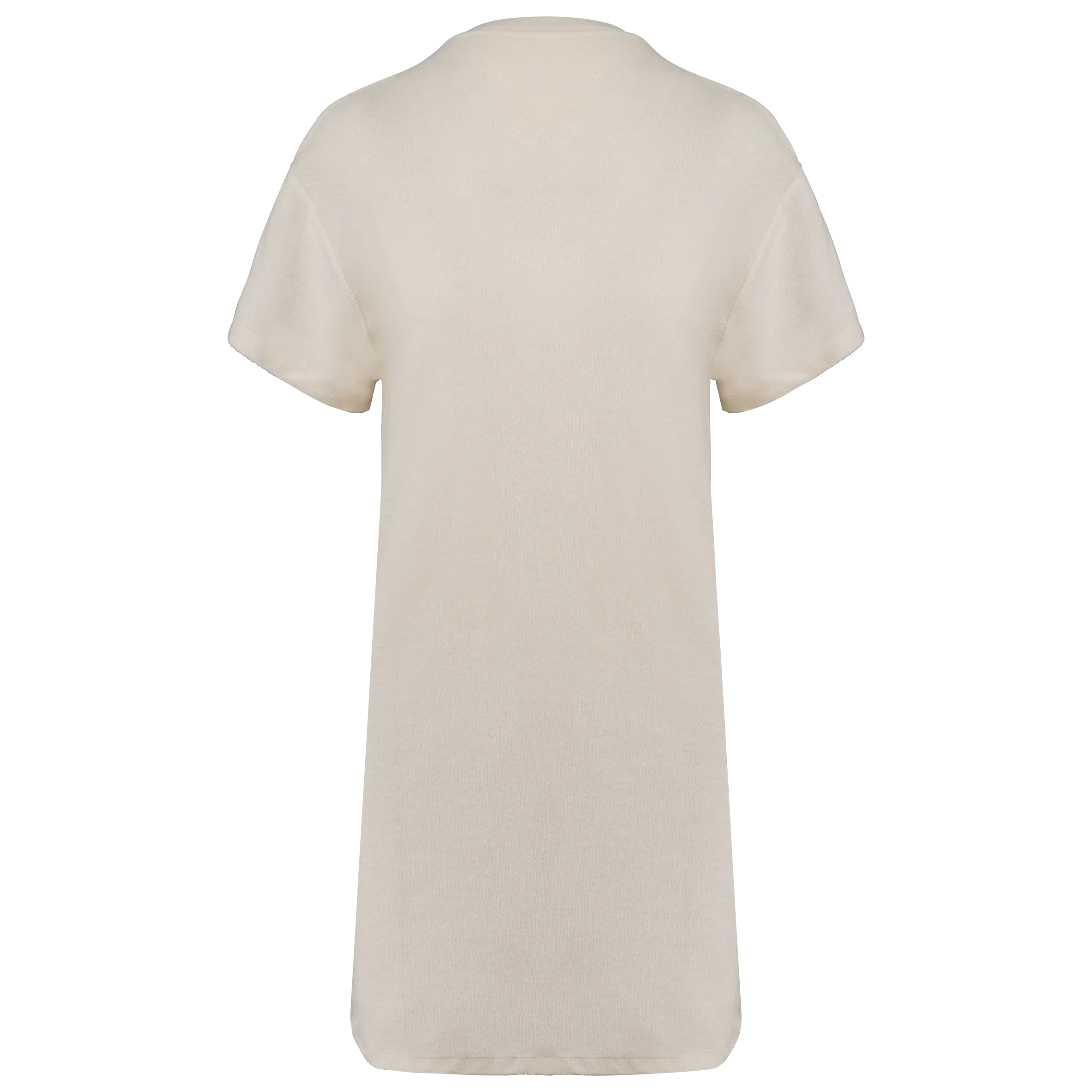 Vestido tipo camiseta ecorresponsable de rizo y hombros caídos mujer