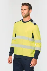 Camiseta de seguridad reciclada cuello redondo manga larga unisex