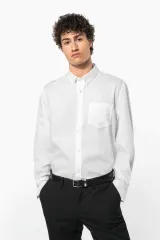 Camisa no-plancha manga larga hombre