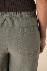 Pantalón efecto lavado de lino mujer