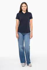 Polo de punto piqué manga corta mujer