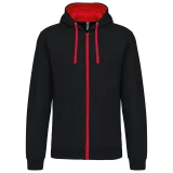 Sudadera capucha y cremallera contrastada