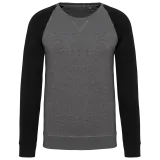 Sudadera bicolor algodón orgánico French Terry cuello redondo mangas raglan hombre