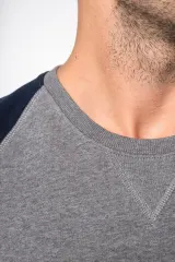 Sudadera bicolor algodón orgánico French Terry cuello redondo mangas raglan hombre