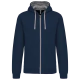 Sudadera capucha y cremallera contrastada