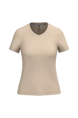 Camiseta de manga cota y cuello de pico mujer
