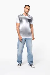 Camiseta Marinera a rayas con bolsillo manga corta