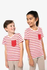 Camiseta Marinero a rayas con bolsillo manga corta para niños
