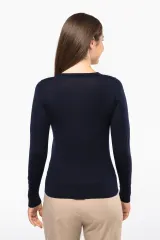 Jersey lana merina cuello de pico mujer