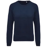 Sudadera algodón orgánico con cuello redondo y mangas raglan de mujer