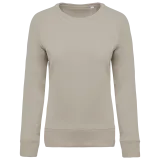Sudadera algodón orgánico con cuello redondo y mangas raglan de mujer