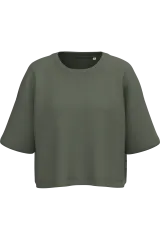Sudadera crop cuello redondo y manga corta mujer