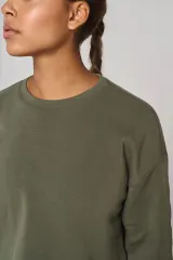 Sudadera crop cuello redondo mujer