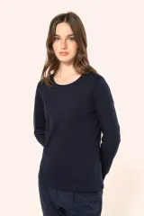 Camiseta Supima® cuello redondo manga larga mujer