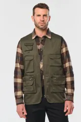 Chaleco polialgodón multibolsillos con forro - Unisex
