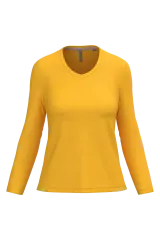 Camiseta manga larga y cuello de pico mujer