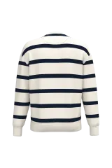 Sudadera ecorresponsable de cuello redondo a rayas y hombros caídos unisex