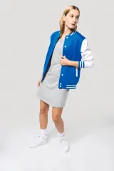 Cazadora de felpa tipo béisbolera unisex
