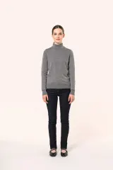 Jersey lana merina cuello vuelto mujer