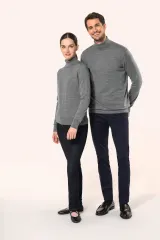 Jersey lana merina cuello vuelto mujer
