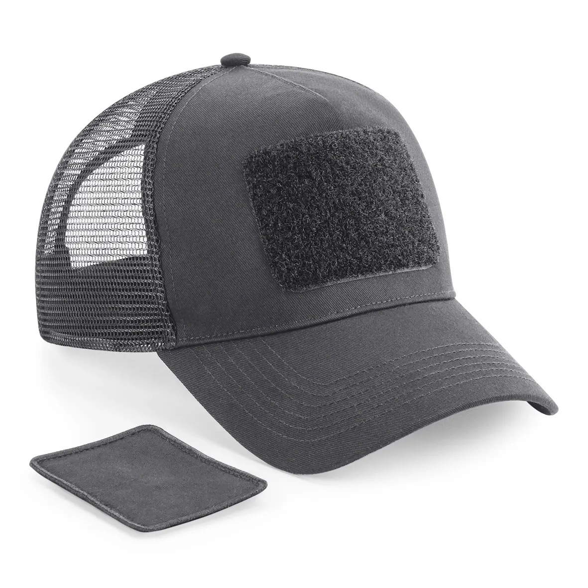 Gorra de rejilla con parche extraíble y ajustable en la parte trasera